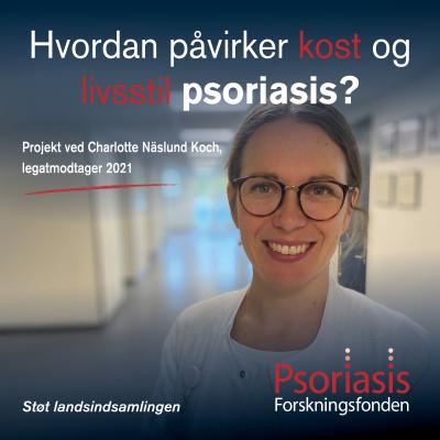 Grafik med Charlotte Näslund Koch vedr. forskningsprojekt om kost og livsstil ved psoriasis